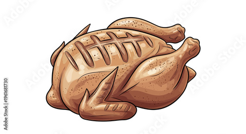 Golden Roasted Chicken Illustration