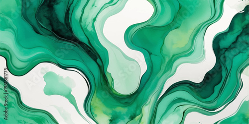 Abstract blue and green background featuring liquid waves and a 3d silk texture with wavy motion and light swirls in a modern satin art illustration