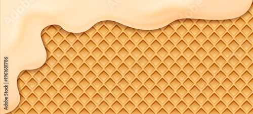 Milk cream wafer biscuit texture with smooth layers and crispy structure, sweet bakery background for soft designs and templates, wafer biscuit texture