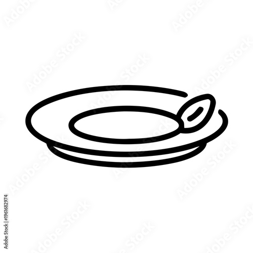 Coffee cup on saucer vector line icon design isolated on transparent background simple graphic