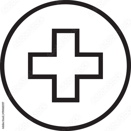 Plus sign in circle vector: add, medical, positive symbol eps silhouette