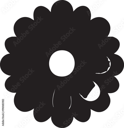 Black and white flower vector graphic, floral design element, svg, png eps silhouette