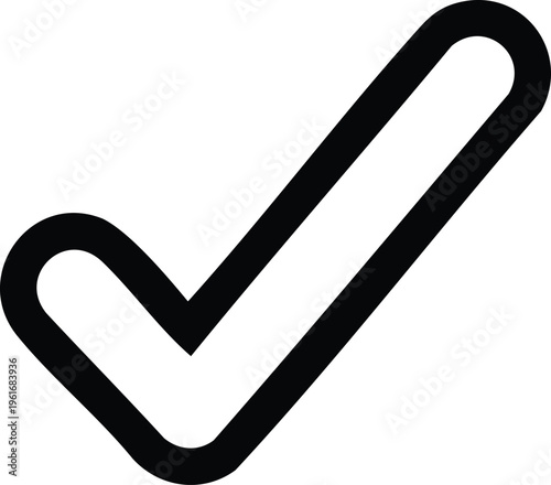 Black check mark symbol on white background tick correct
