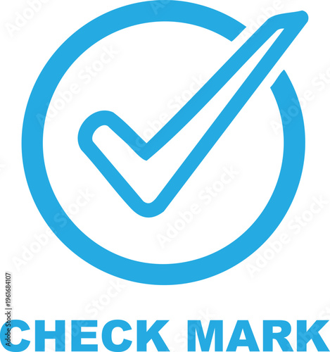 Blue check mark inside circle with text tick