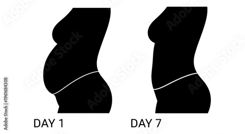 Visual representation of weight loss over a week Vector, illustration
