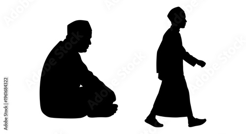 A man sits on the floor while another man walks by Vector, illustration