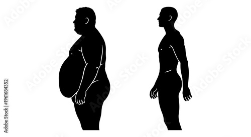 A man loses weight and gets fit Vector, illustration