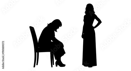 Two women in a tense conversation Vector, illustration