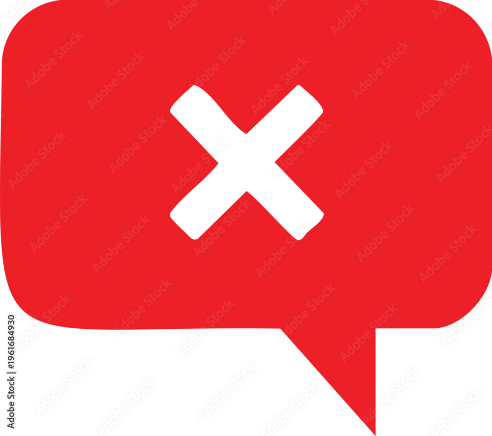 Obraz premium Red speech bubble with white cross symbol