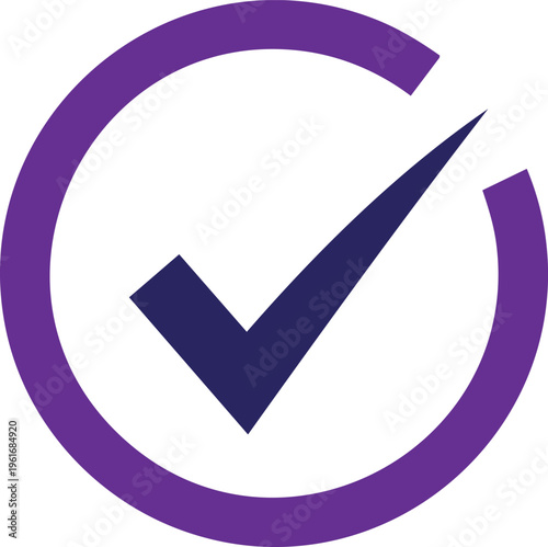 Purple circle with dark blue check mark