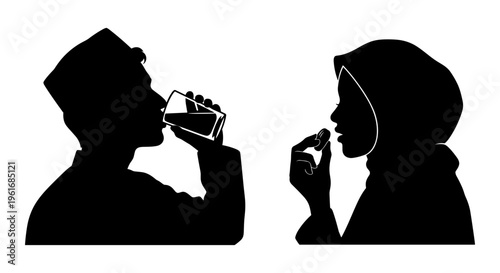 A man and a woman are drinking Vector, illustration