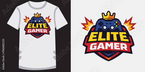 Creative stylish esports gaming logo design featuring a game controller and crown for professional gamers and enthusiasts