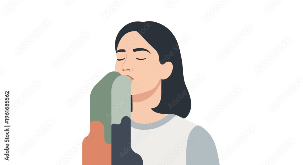 Fototapeta premium Woman with closed eyes and hair.