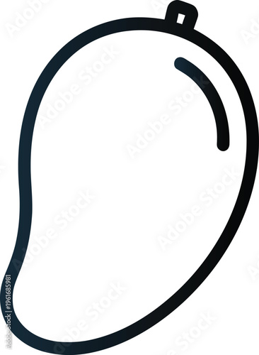 White mango line art on black background, simple fruit illustration
