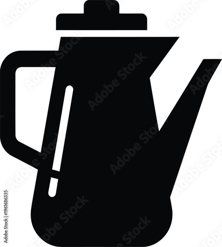 Black coffee pot icon, simple kitchenware silhouette, coffee maker
