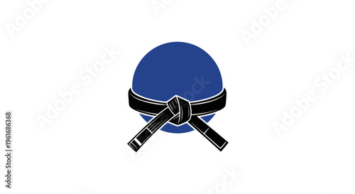 Martial Arts Black Belt on Blue Sphere, Symbol of Achievement and Discipline
