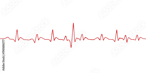 A vibrant red heart beat cardiogram displays a healthy pulse wave on a medical ECG monitor, illustrating a steady life rate through a green electrocardiogram line vector for healthcare