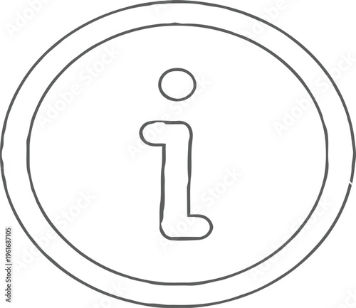 Information document icon, white outline on black background, minimalistic design
