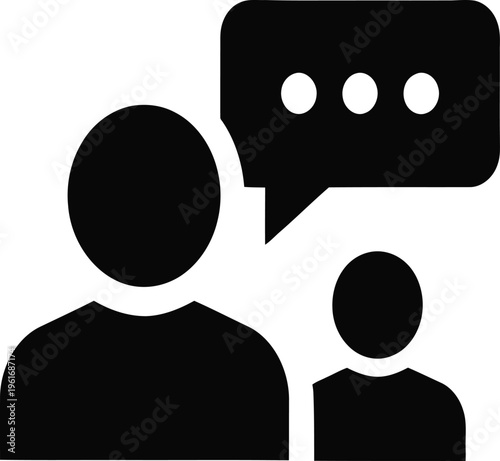 silhouette of a man with speech bubbles