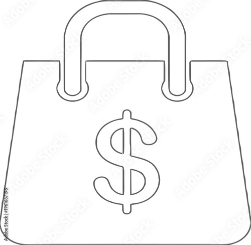 Shopping bag with dollar sign, online shopping, commerce icon, black background