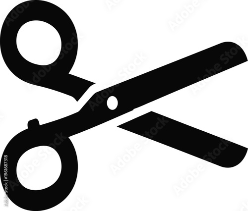 Scissors icon cutting tool black silhouette isolated on white background