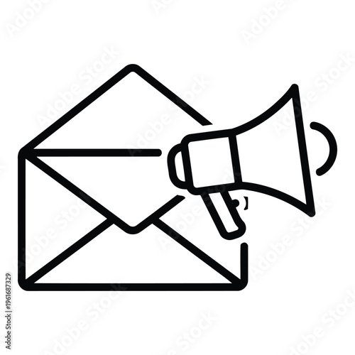 Megaphone Speaking Through Open Envelope Icon.