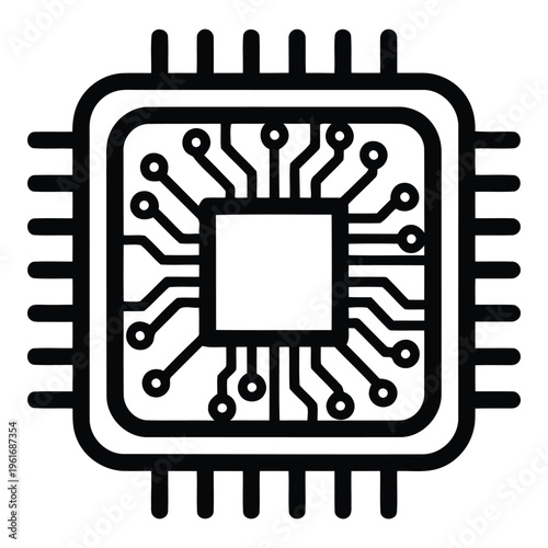 Microchip electronic circuit board component closeup.