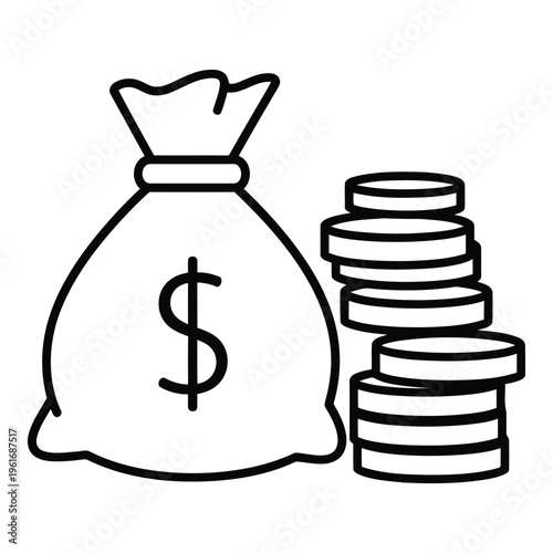 Money bag with dollar sign coins.