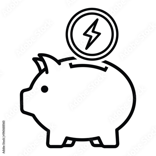 Piggy bank with coin on top.