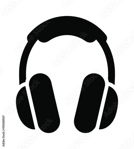 Vector of over-ear headphones with wide ear cushions and a padded headband