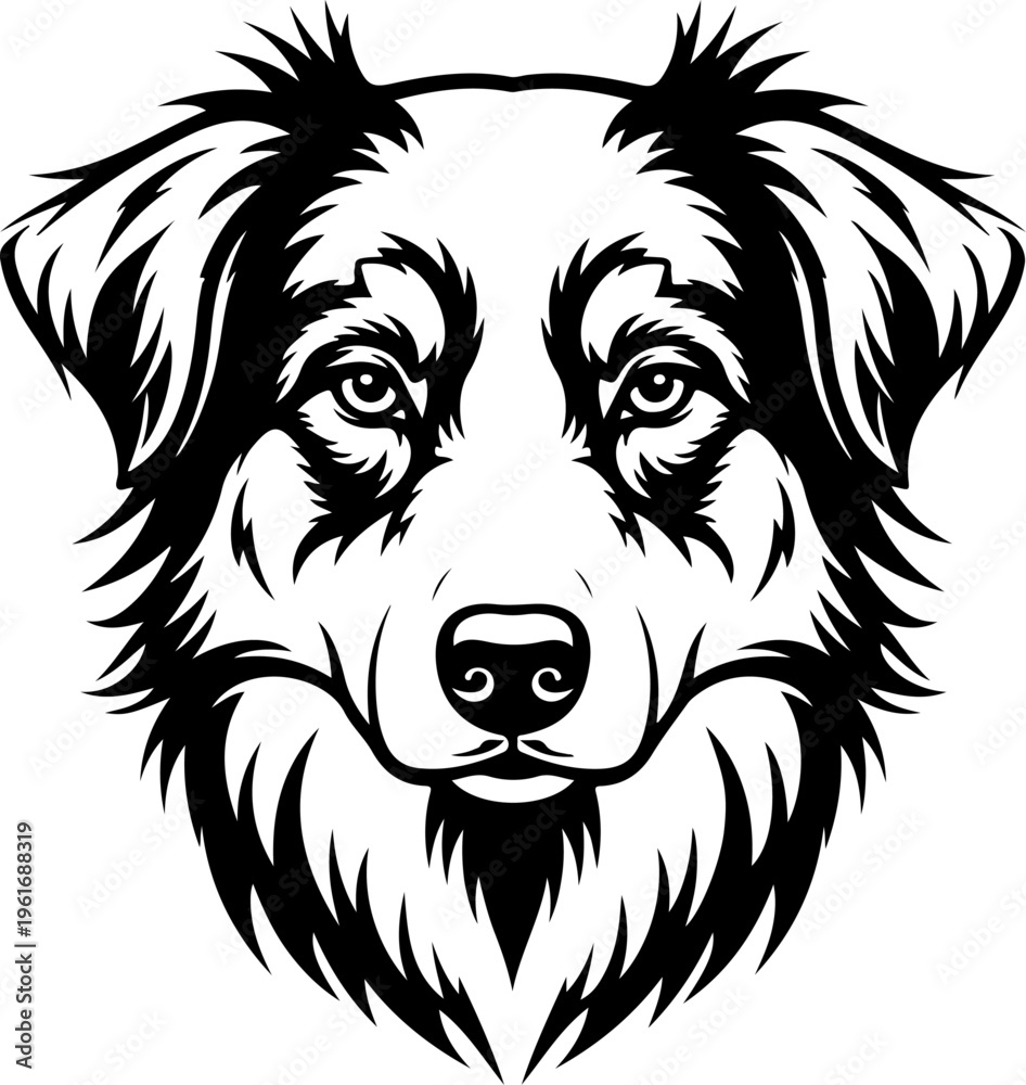 Obraz premium Australian Shepherd dog silhouette vector illustration