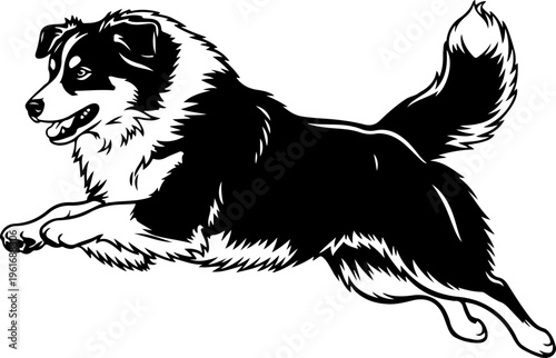 Australian Shepherd dog silhouette vector illustration
