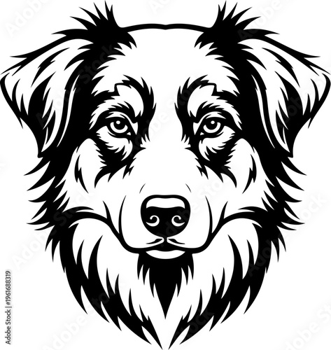 Australian Shepherd dog silhouette vector illustration