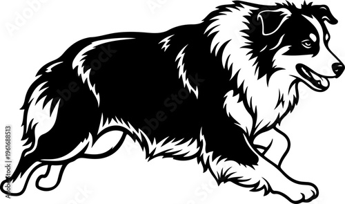 Australian Shepherd dog silhouette vector illustration