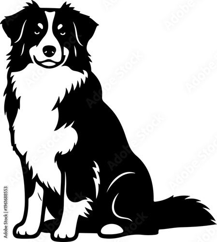 Australian Shepherd dog silhouette vector illustration