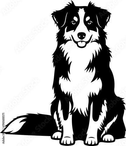 Australian Shepherd dog silhouette vector illustration
