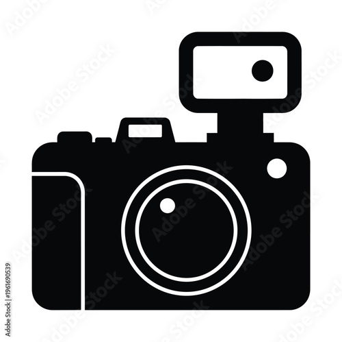 Vector of a simple camera with a raised flash