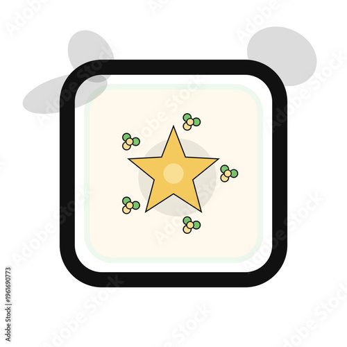 Buckwheat Star Badge Motif for Food Packaging Modern SVG