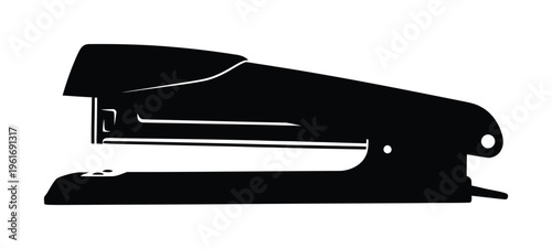 Stylized vector silhouette of a stapler shown in profile view