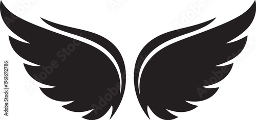 Black Angel Wings Icon Isolated on White Background