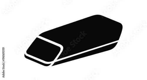 Simple black silhouette of a rectangular eraser with a rounded edge