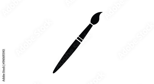Simple black silhouette of a paintbrush on a white background