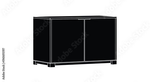 A minimalist black sideboard with two doors and a clean design