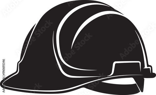 Black Firefighter Helmet Icon Isolated on White Background