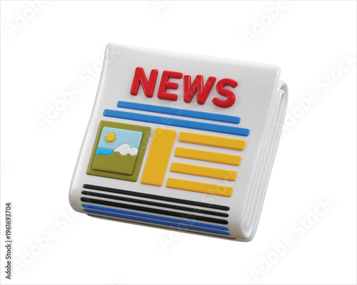 Newspaper icon 3d render concept of daily or weekly printed 3d newspaper icon vector illustration