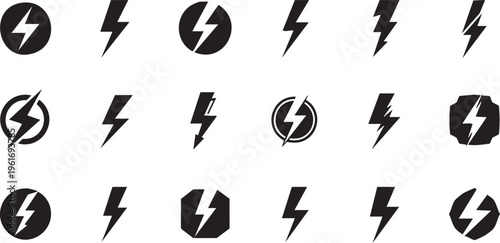 Collection of Lightning Bolt and Electric Spark Vector Icons