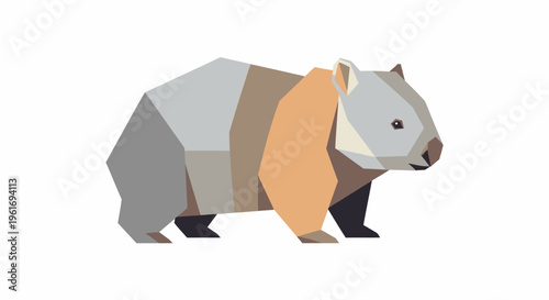 Low Poly Wombat Illustration, Geometric Australian Animal, Minimalist Wildlife