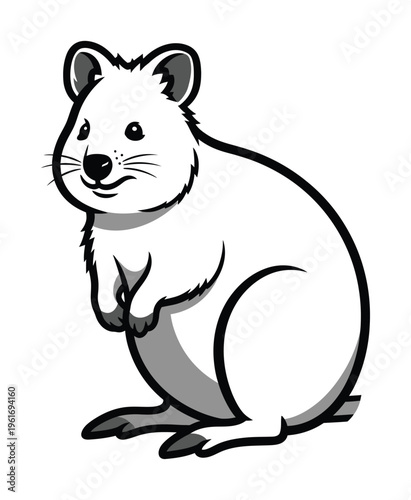 Vector of a cute smiling rodent sitting upright with short legs