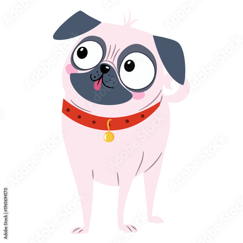 Cute pug. A flat vector illustration in a simple, child-friendly style . Vector illustration