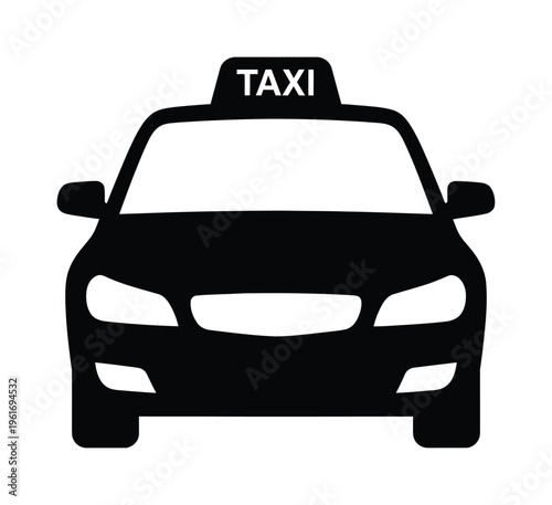 Vector of a taxi car with the word taxi displayed on top